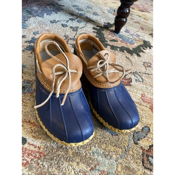 Vintage L.L. Bean Bean Boots Rainboots Women's Sz 8W Rubber Mocs Low Top - Picture 2 of 10